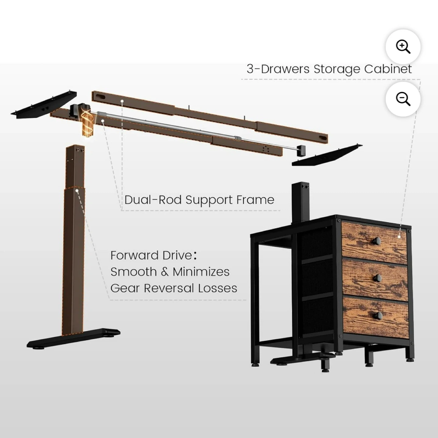 Electric Standing Desk with 3-Drawer Cabinet - photo 5