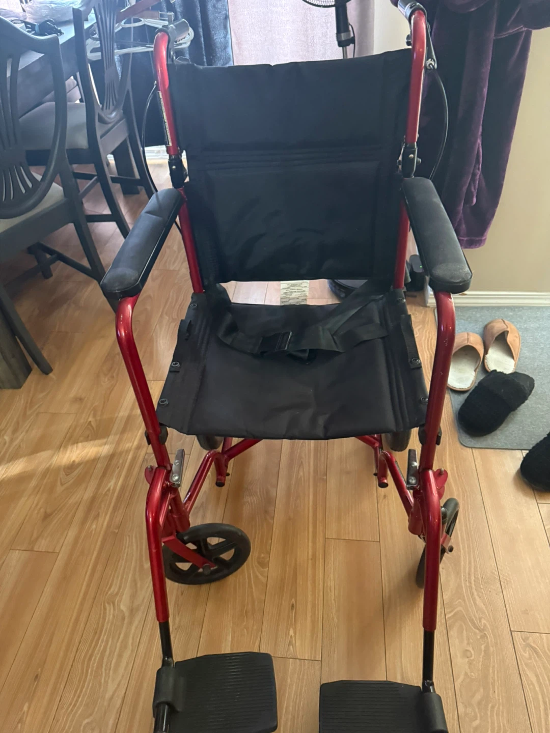 Red Lightweight Transport Wheelchair