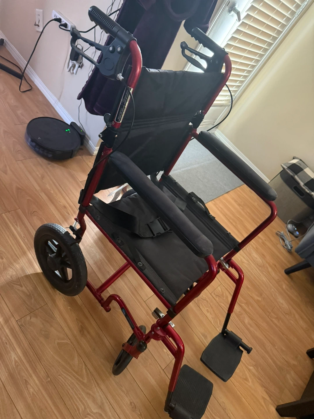 Red Lightweight Transport Wheelchair - photo 2