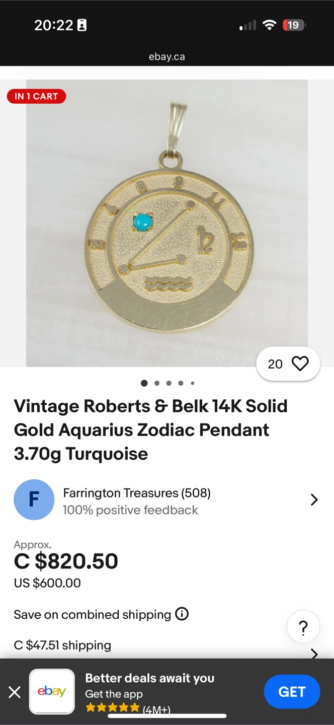 14K Gold Aquarius Zodiac Pendant by Roberts & Belk R&B - photo 3