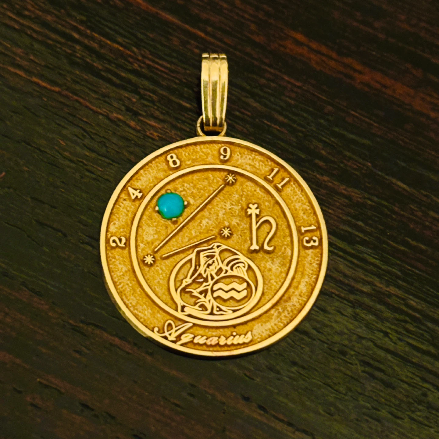 14K Gold Aquarius Zodiac Pendant by Roberts & Belk R&B
