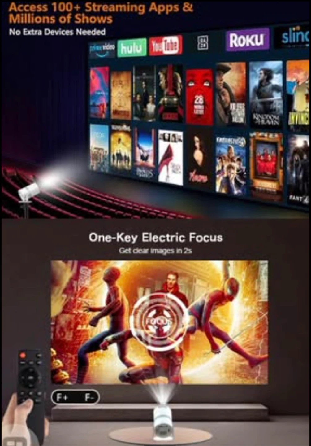 Android TV Projector with WiFi 6 and Auto Keystone - photo 2