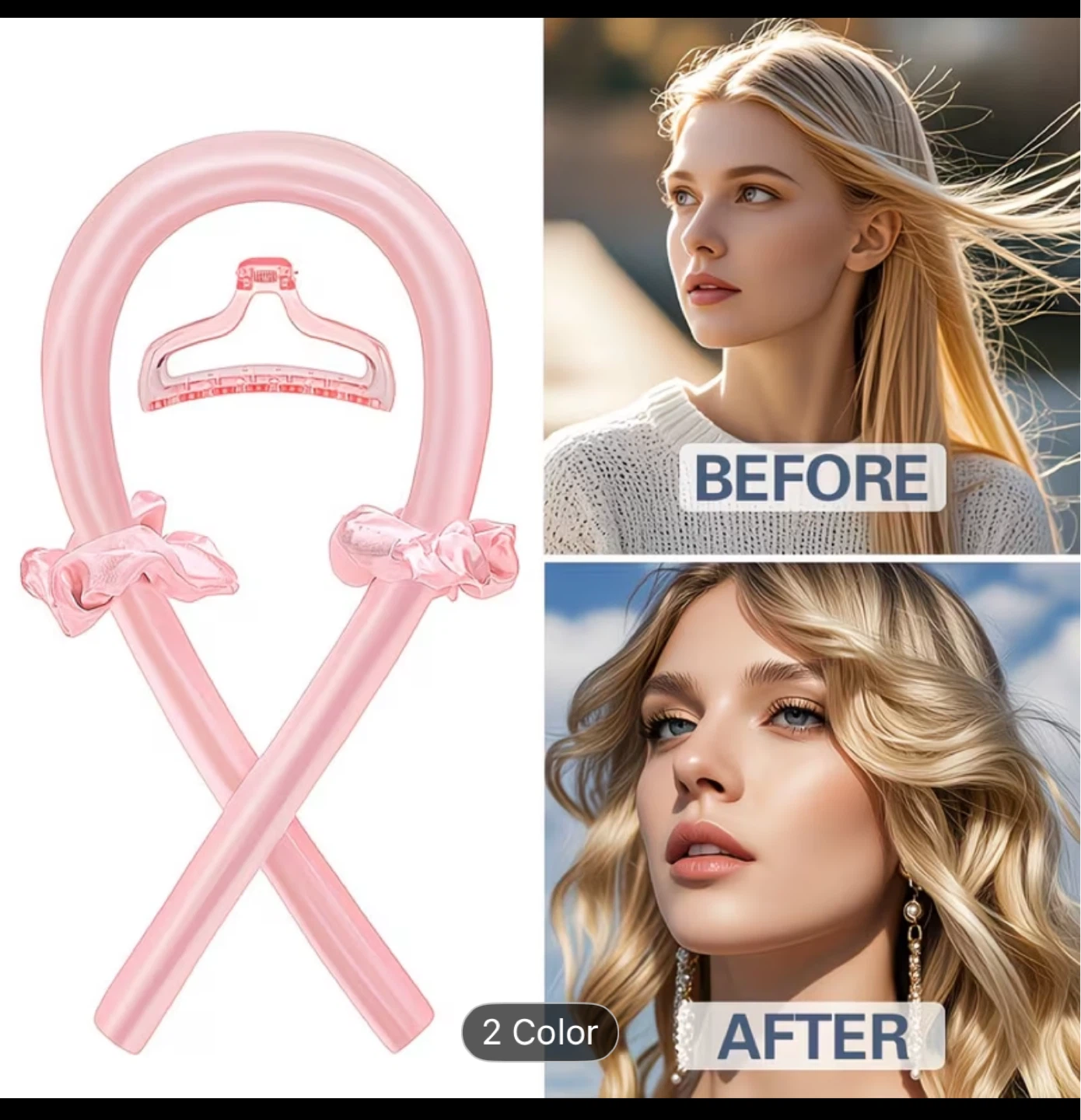 Pink Heatless Hair Curlers 🏆