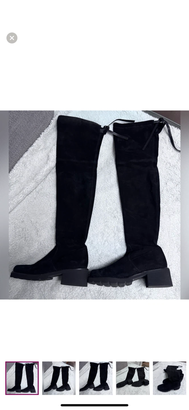 Stuart Weitzman Black Suede Over-the-Knee Boots