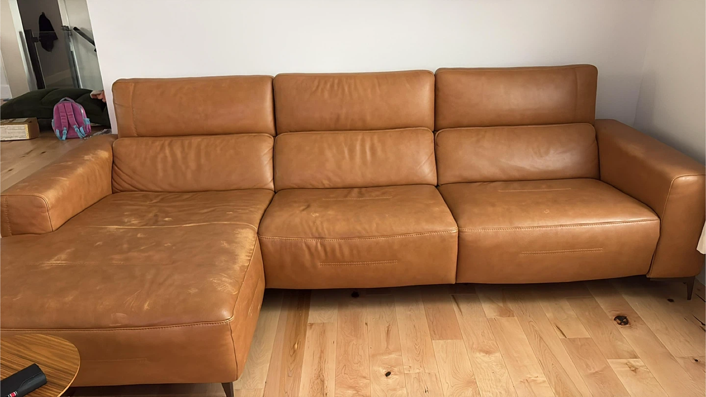 Brown Leather Sectional Sofa - photo 2