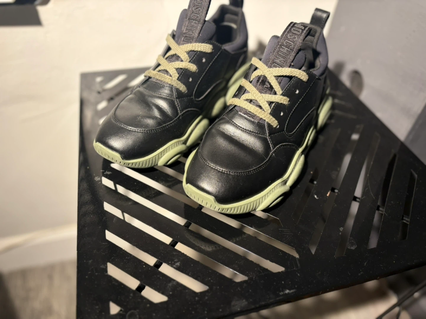 Moschino Chunky Low-Top Sneakers – Black Leather w/ Olive Soler - photo 3