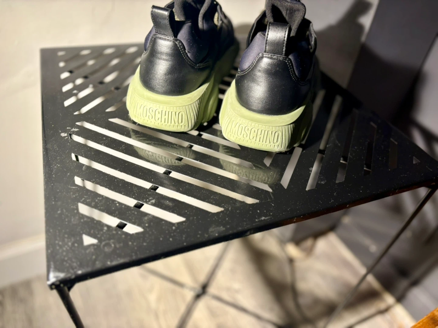 Moschino Chunky Low-Top Sneakers – Black Leather w/ Olive Soler