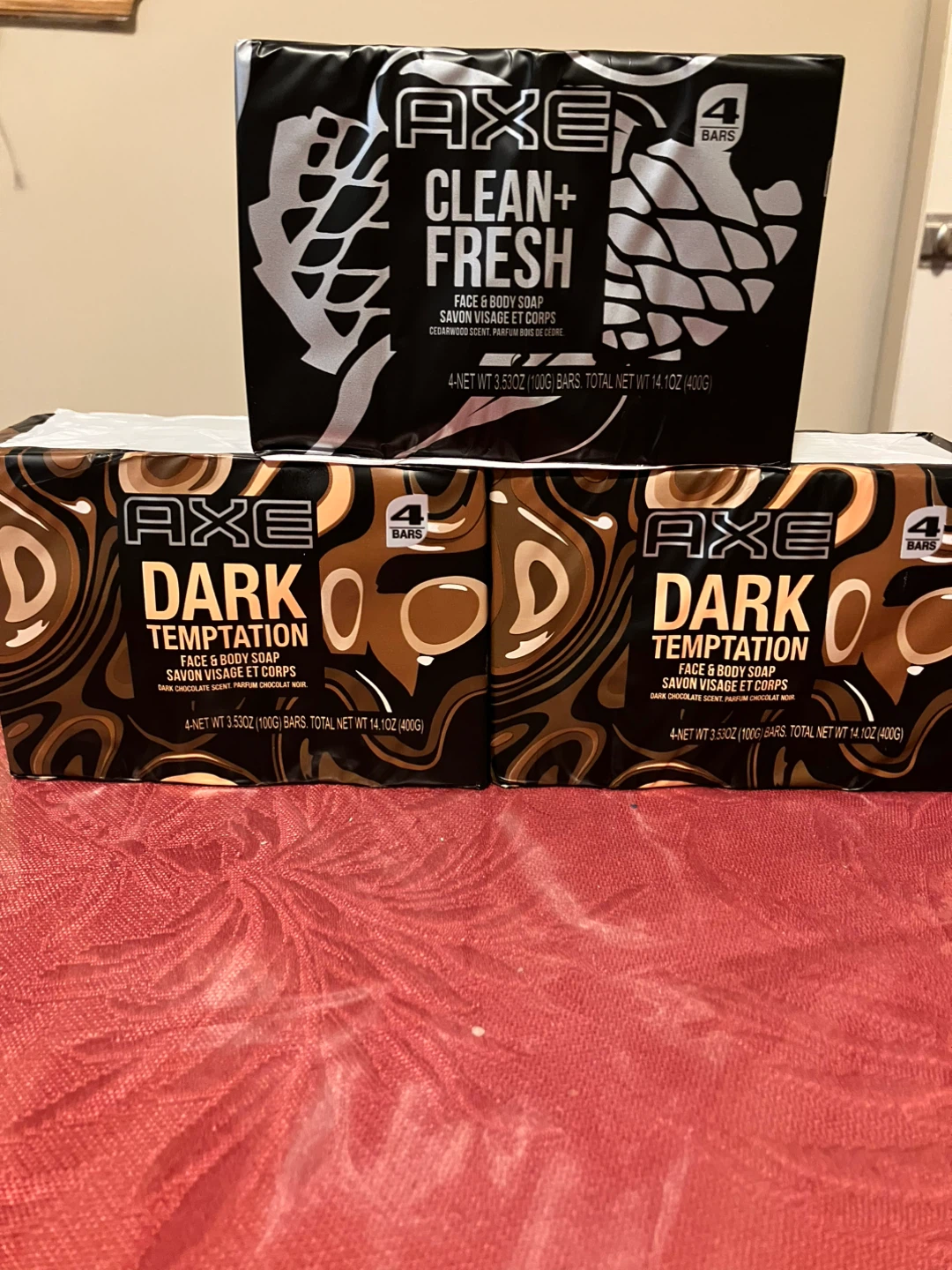Axe Clean+Fresh and Dark Temptation Soap Bars (4-Pack Each)