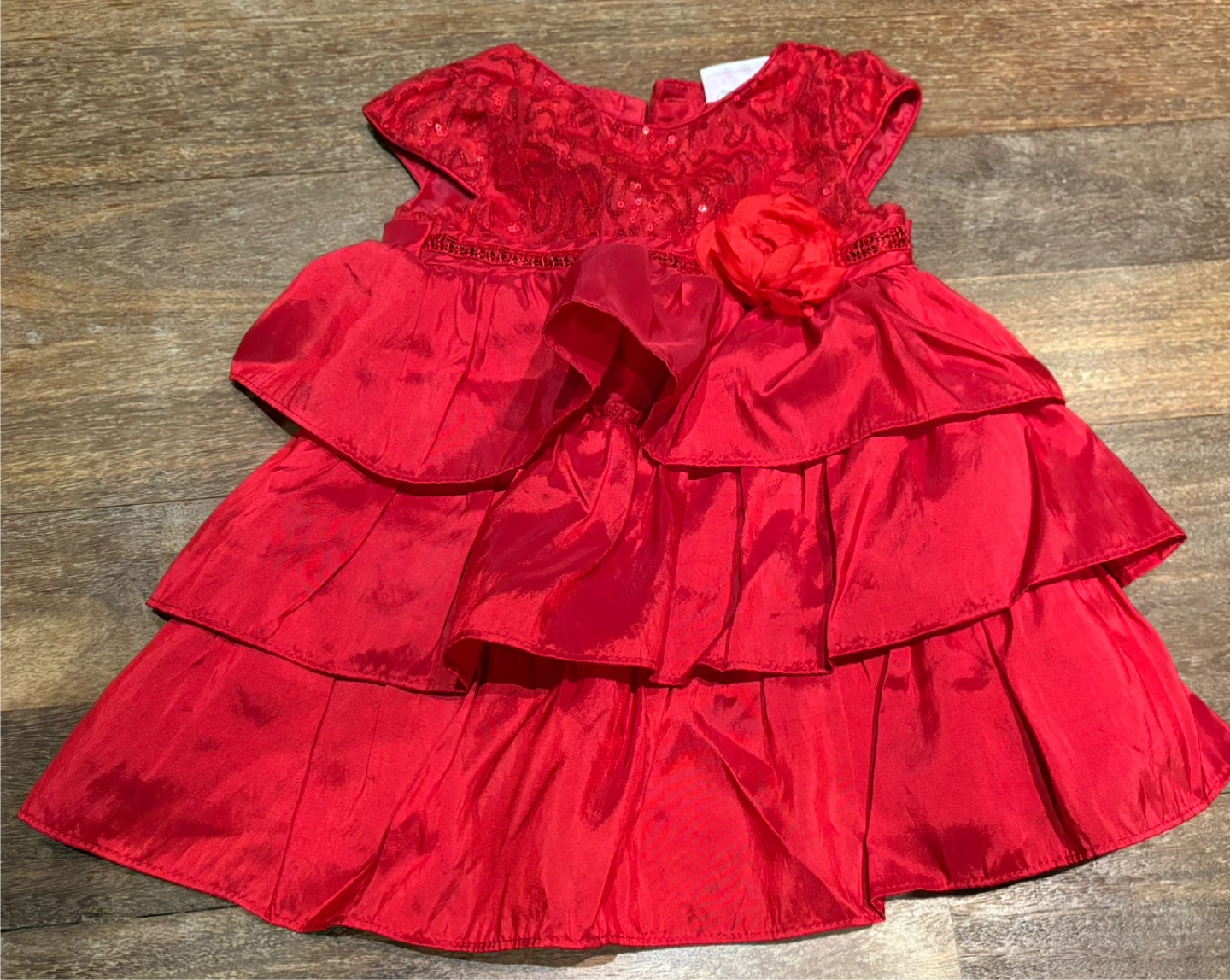Girls Red Tiered Dress