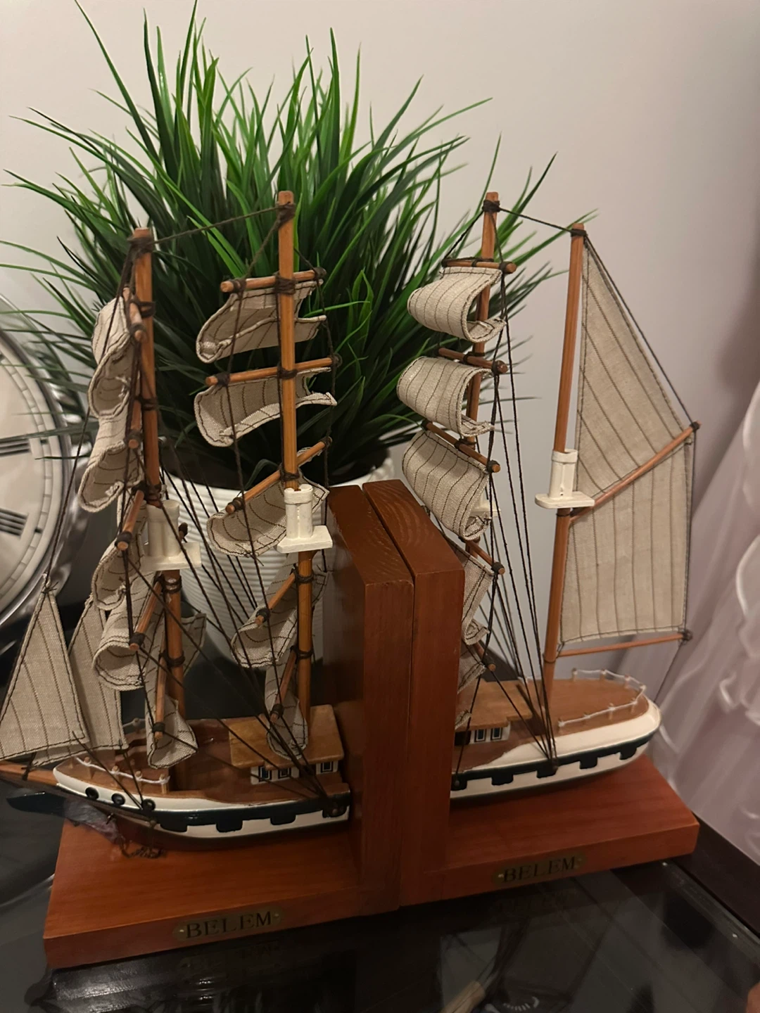 Wooden Ship Bookends