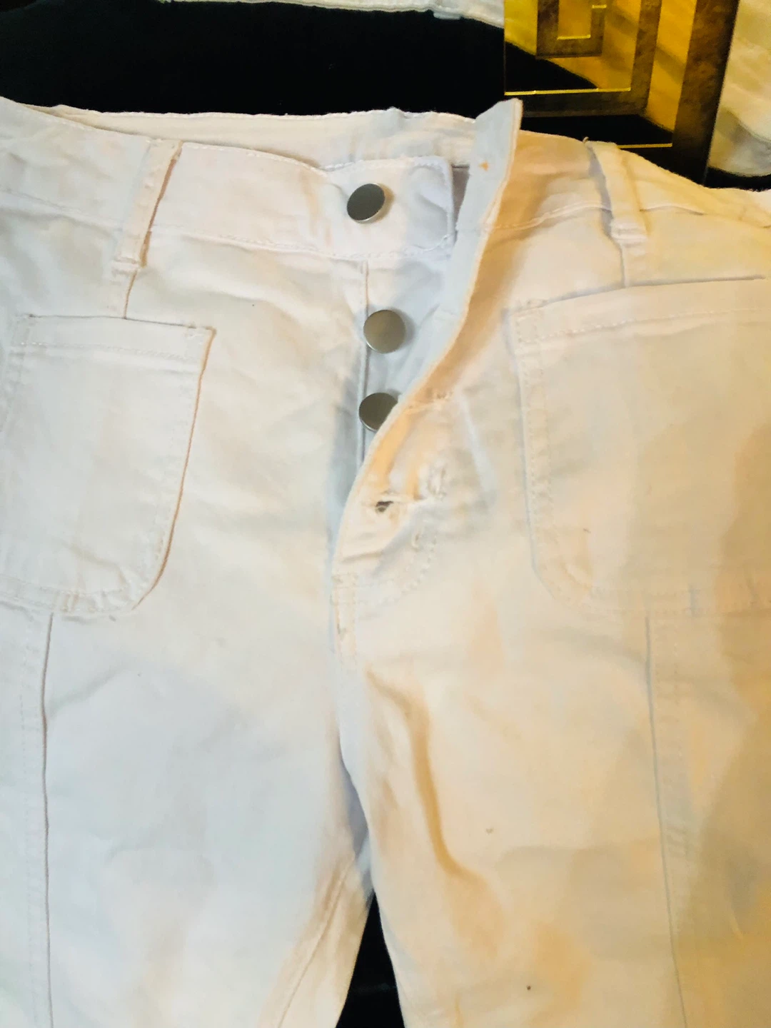 White Bell Bottom Jeans L - photo 2