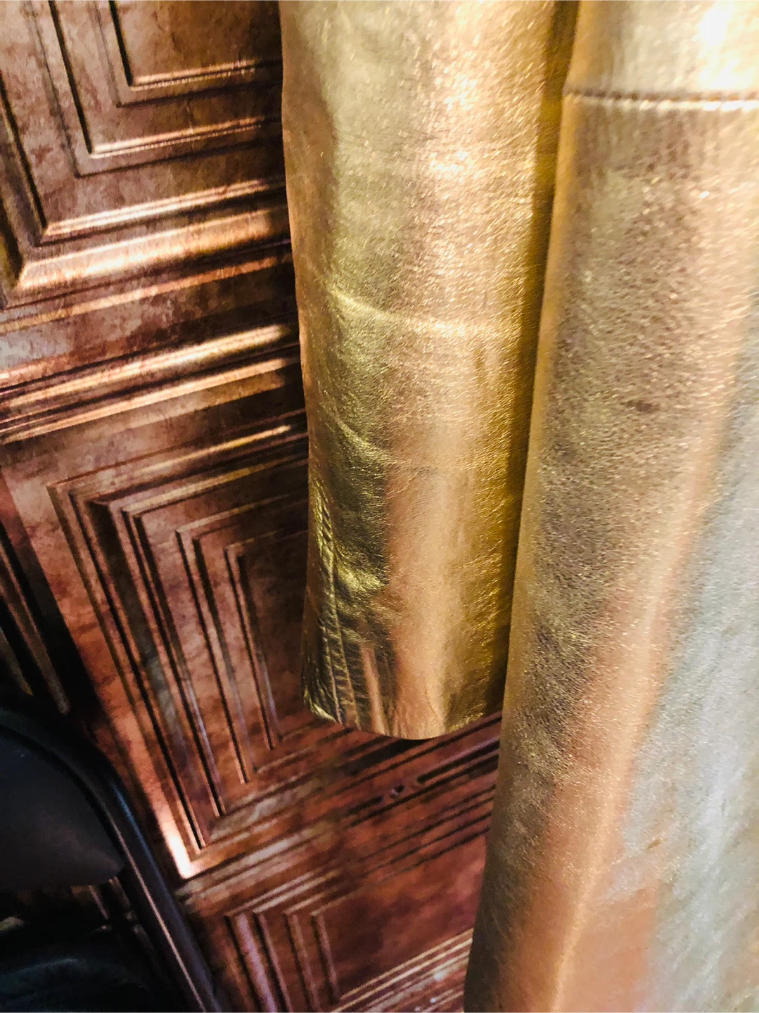 Gold  genius pure Leather Trench Coat. L - photo 3
