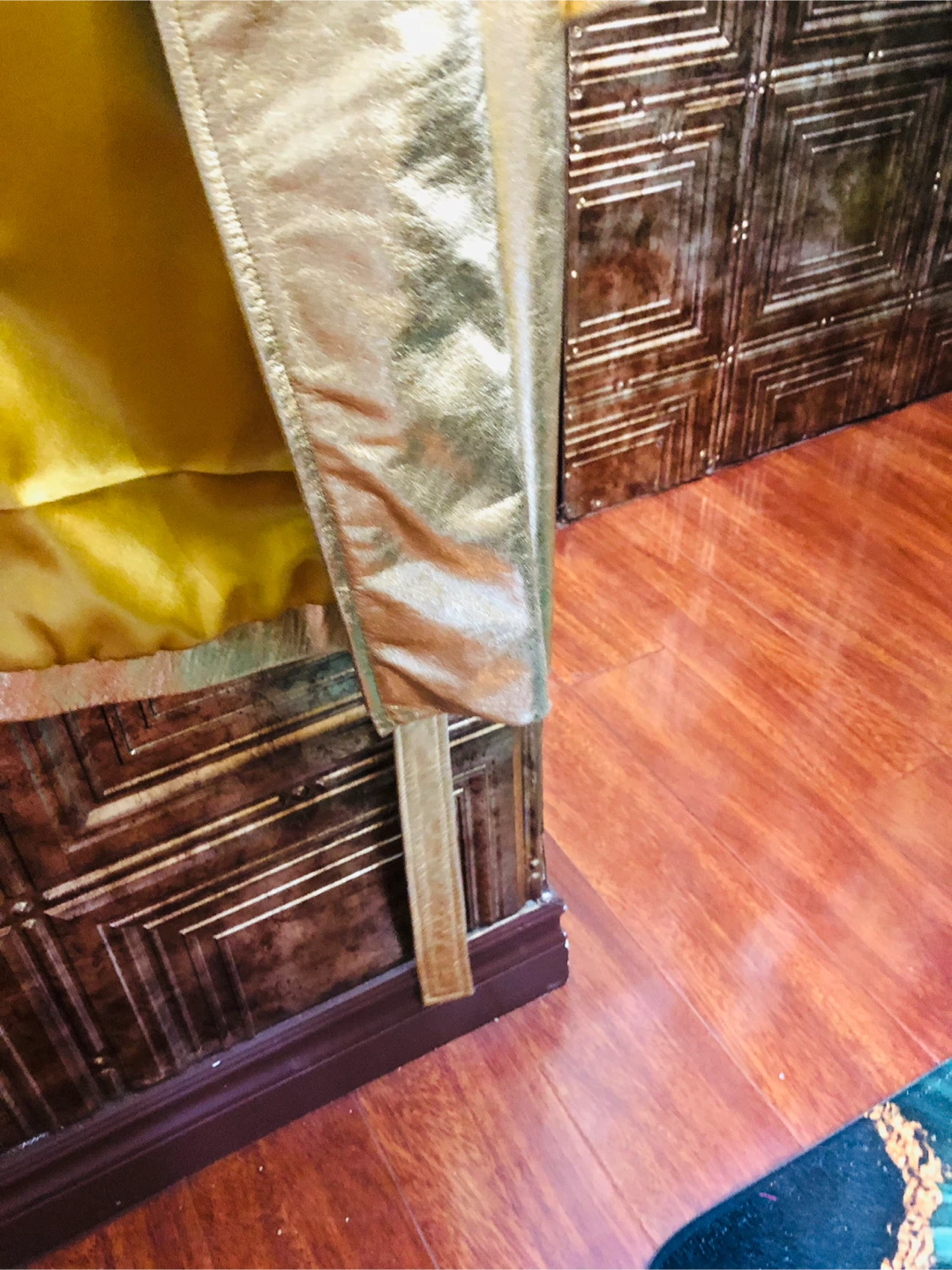 Gold  genius pure Leather Trench Coat. L - photo 4