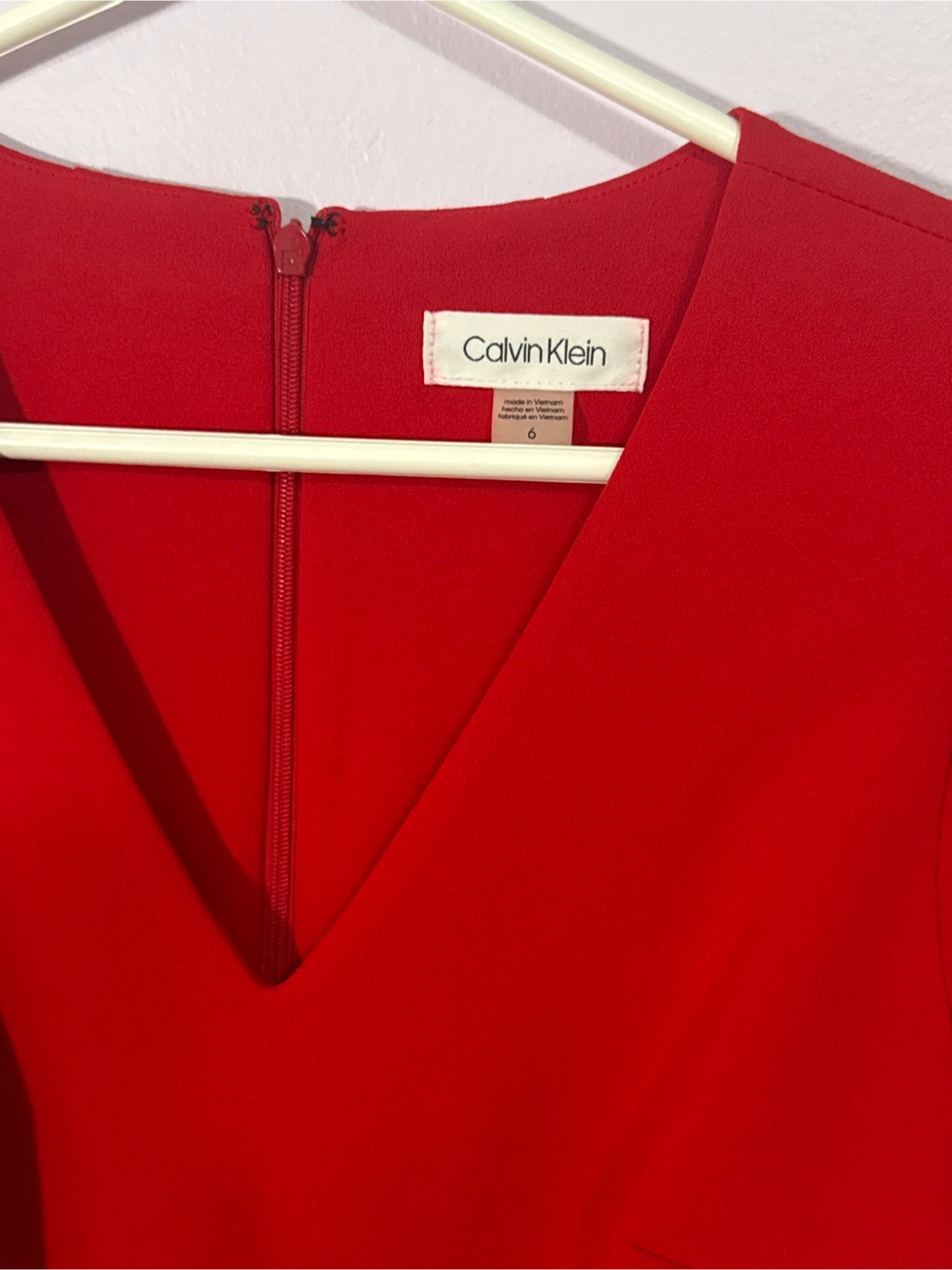 Calvin Klein Red Puff Sleeve Sheath Dress - Size 6 - photo 2