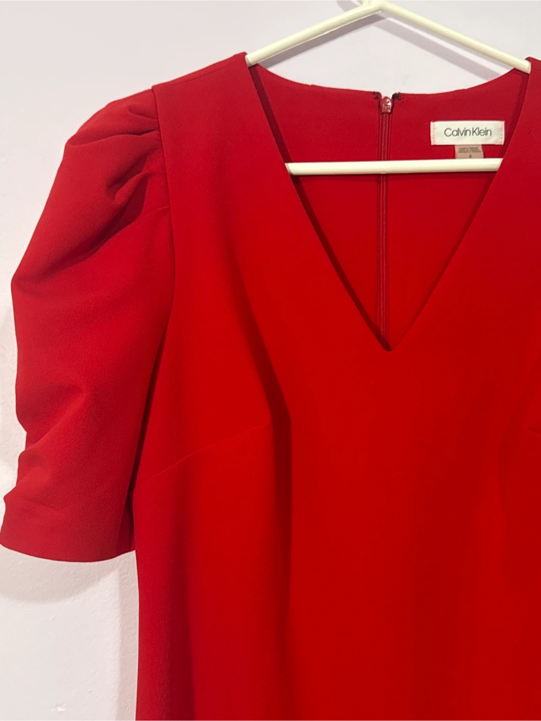 Calvin Klein Red Puff Sleeve Sheath Dress - Size 6 - photo 3