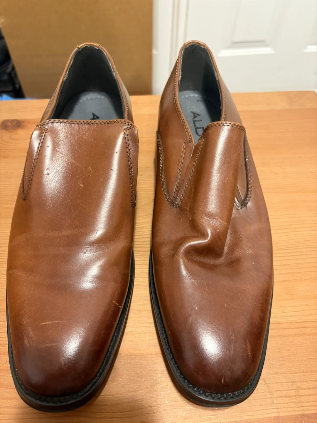 Men's Brown Leather Slip-On Loafer Shoes by ALDO - Size 7