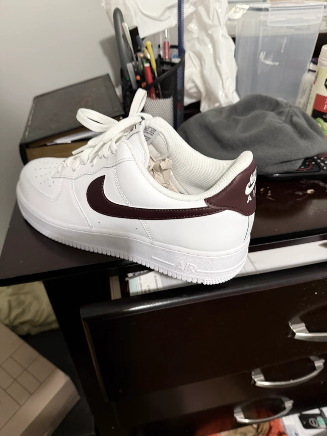 Nike Air Force 1 '07 White/Burgundy Sneakers - photo 3