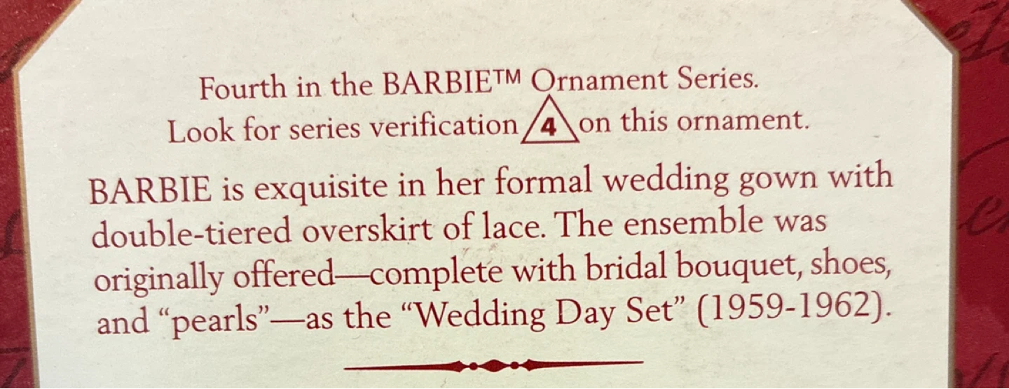 Vintage New Hallmark Barbie Wedding Day Ornament - photo 3