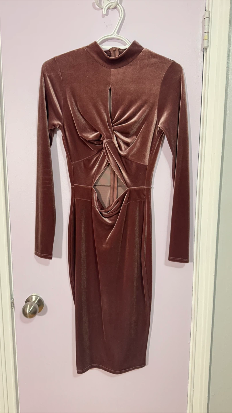 Velvet Twist Cut-Out Dress