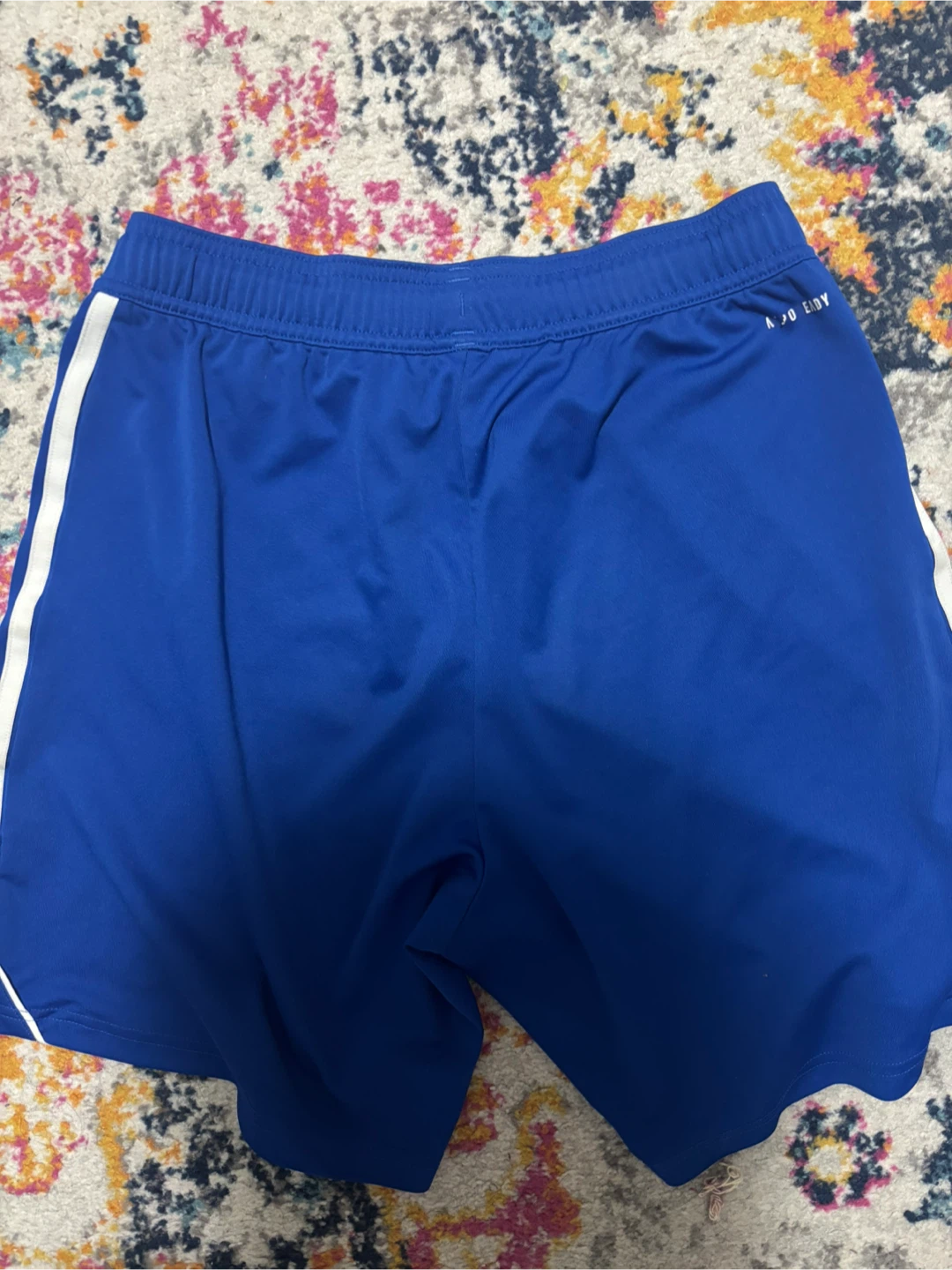 Adidas Blue Soccer Shorts with White Stripes - Size M - photo 3