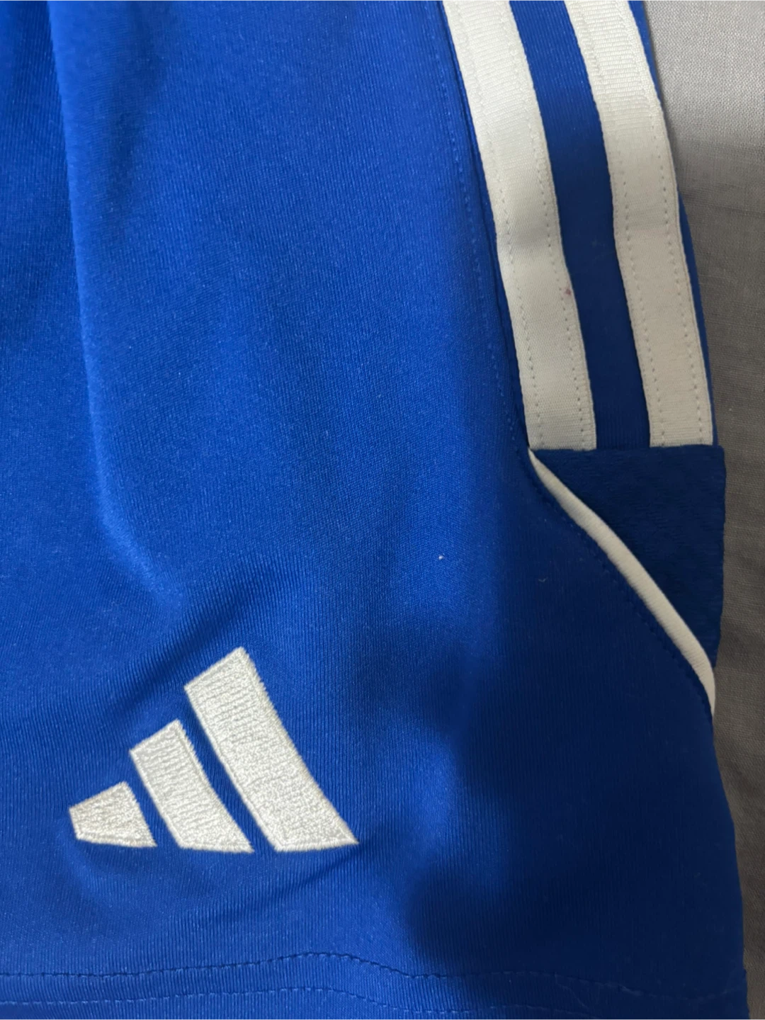 Adidas Blue Soccer Shorts with White Stripes - Size M - photo 4