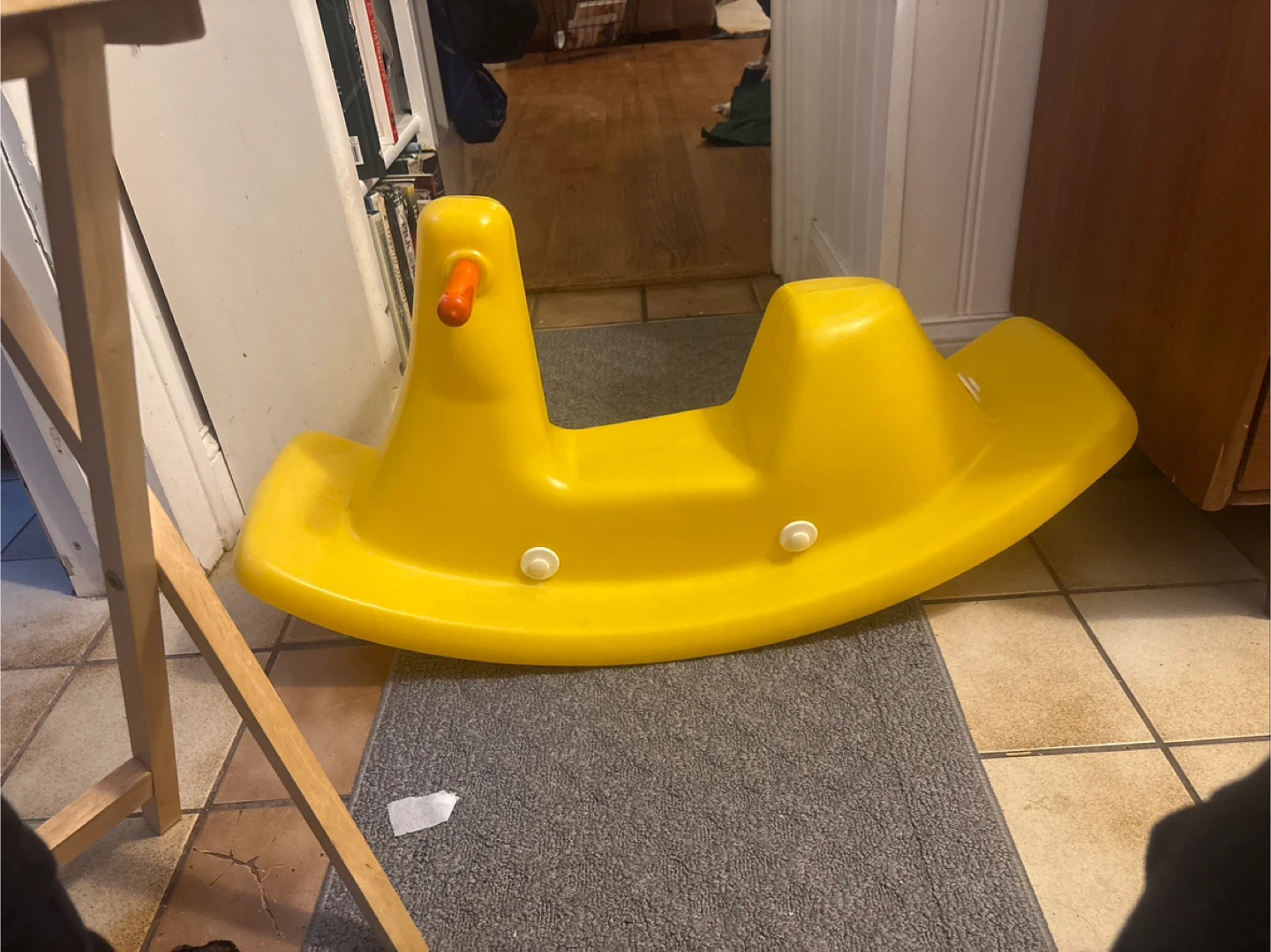 Yellow Plastic Rocking Horse Toy(vintage) - photo 2
