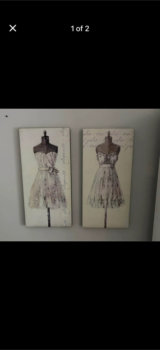 Set of 2 Canvas Art Prints - Dress Form & Script - photo 2