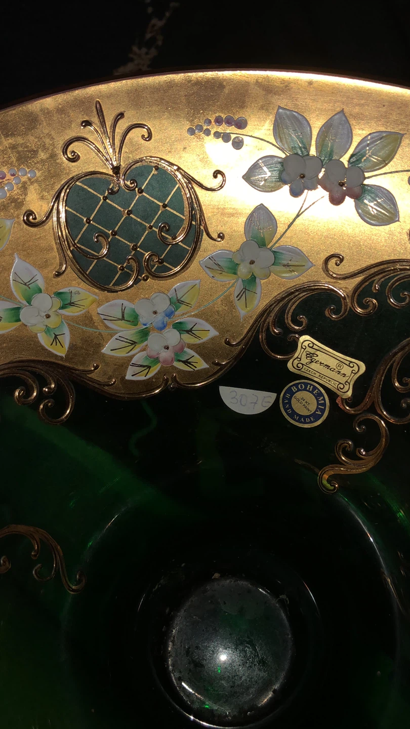Stamped 24k hold Bohemian Green Glass - photo 5