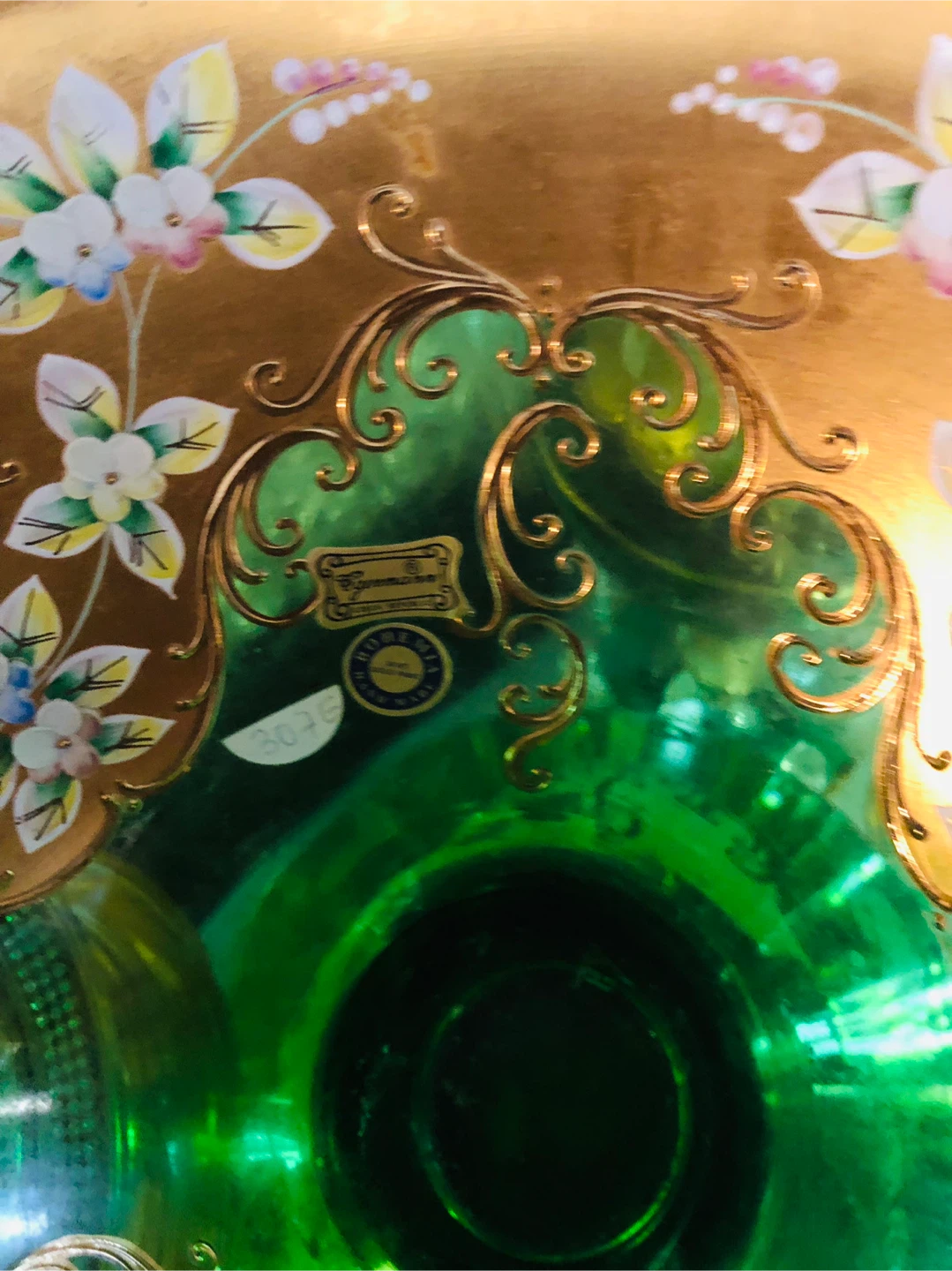 Stamped 24k hold Bohemian Green Glass - photo 4