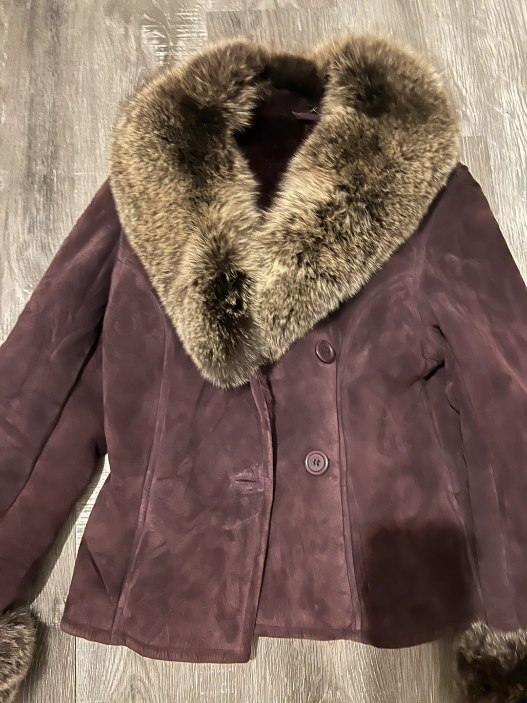 Dianne Suede Jacket with Fur Collar and Cuffs