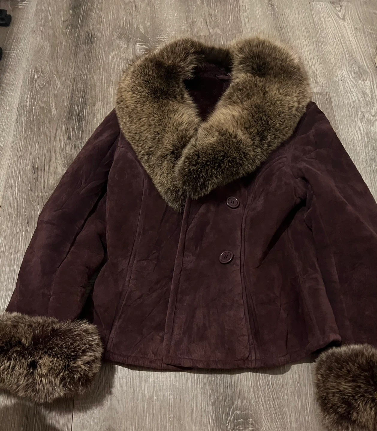 Dianne Suede Jacket with Fur Collar and Cuffs - photo 3