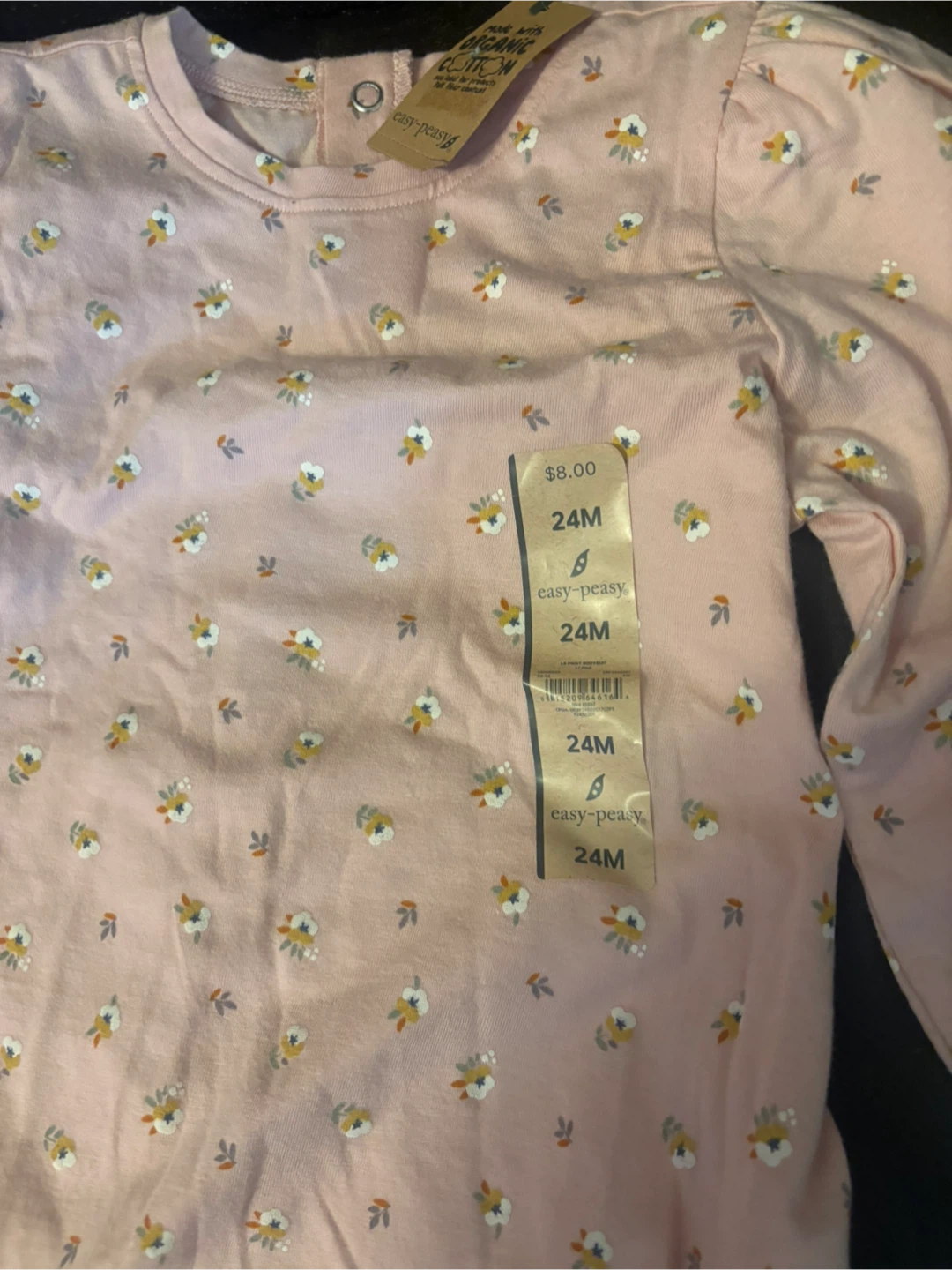 Easy Peasy Baby Girl Long Sleeve Bodysuit 24M Pink Floral - photo 2