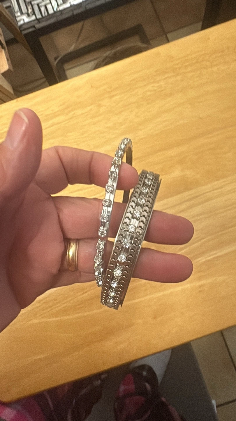 Set of 2 Rhinestone Bangle Bracelets