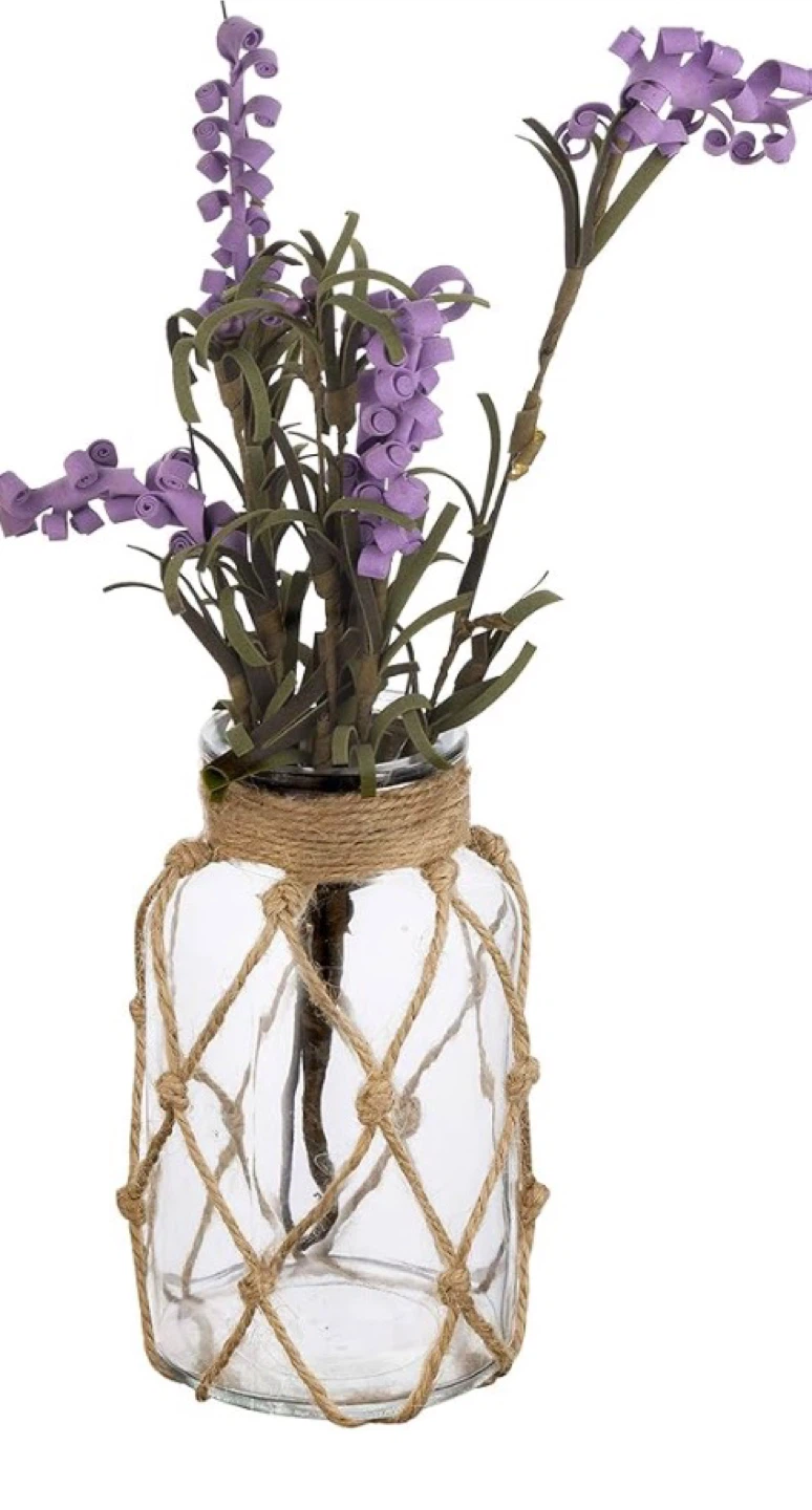Glass Vase with Jute Netting
