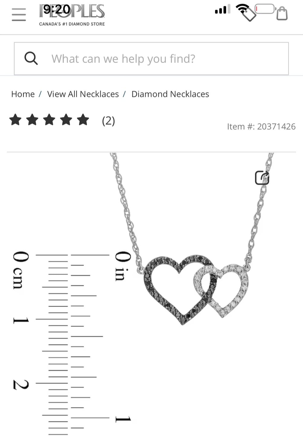 Peoples Diamond Double Heart Necklace in Sterling Silver - photo 2