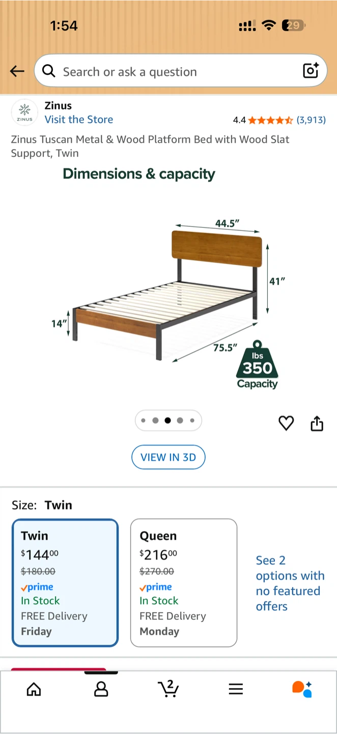 2 Zinus Metal & Wood bed frame - photo 3