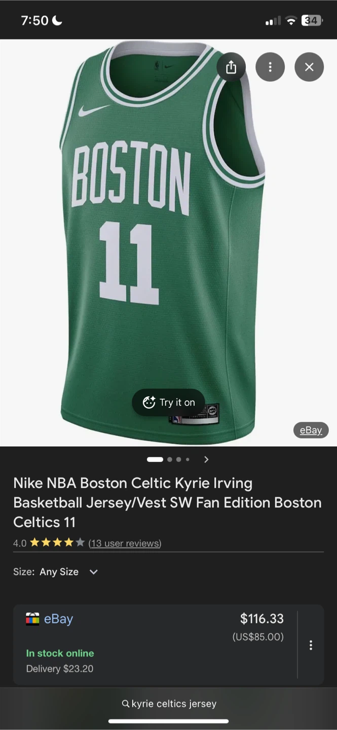 Nike Boston Celtics Kyrie Irving #11 NBA Jersey - photo 2