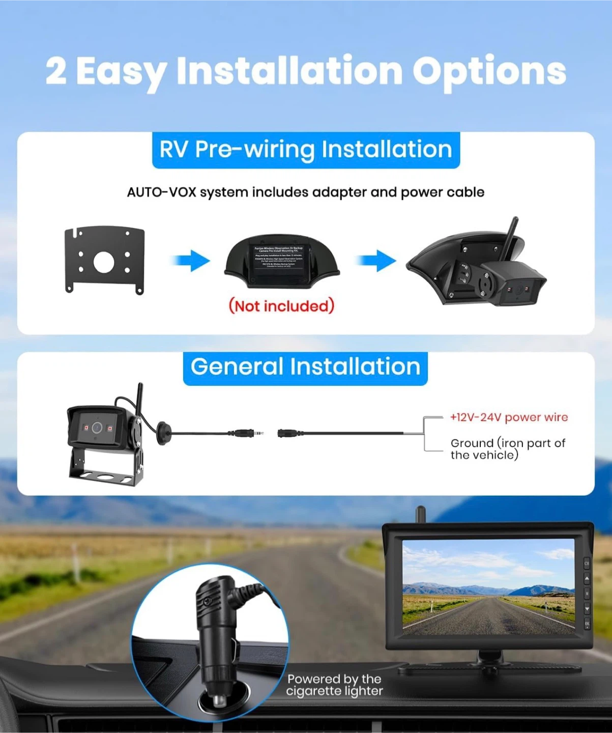 AUTO-VOX W10 Digital Wireless Backup Camera Kit - 7" HD Screen - photo 3