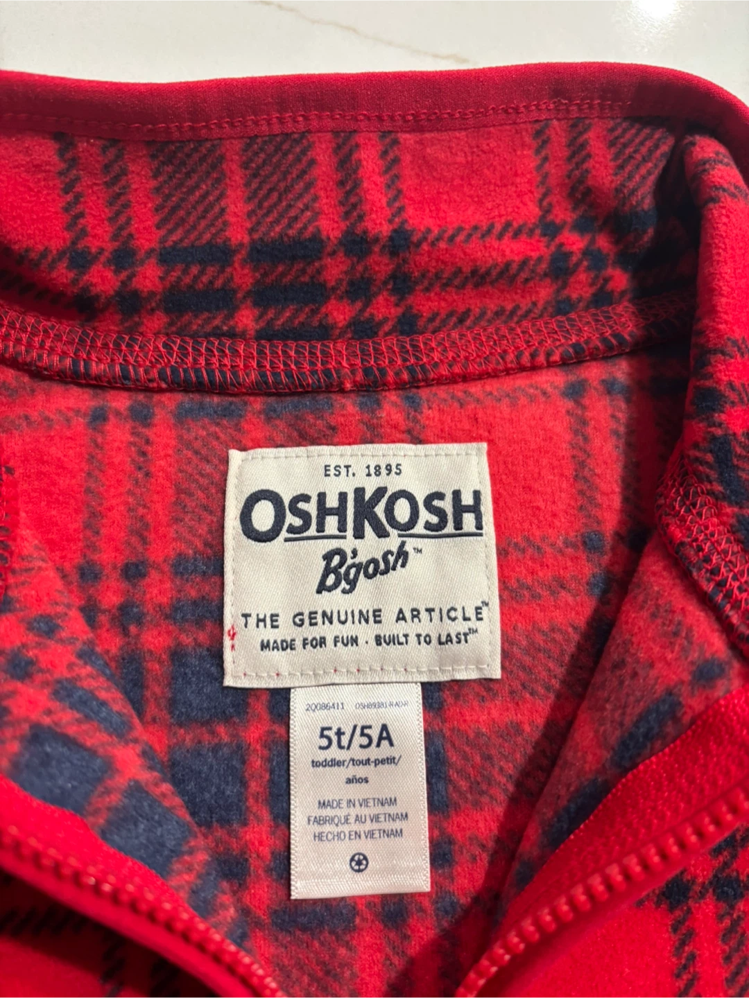 New OshKosh B'gosh Toddler Girls 5T Red Plaid Fleece Pullover - photo 3