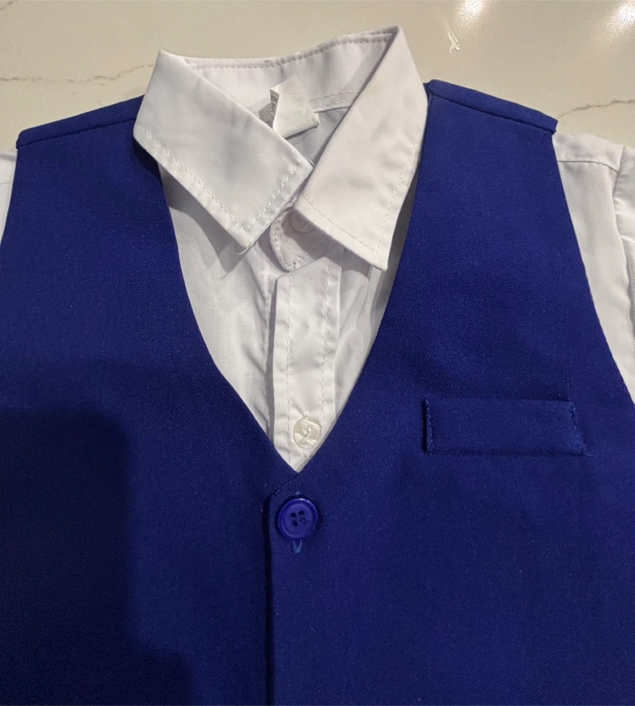 New Boys Size 3 White Shirt and Blue Vest Set - Size 3 - photo 2