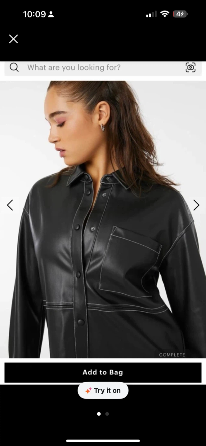 A.C.W. Faux Leather Button Up Shirt