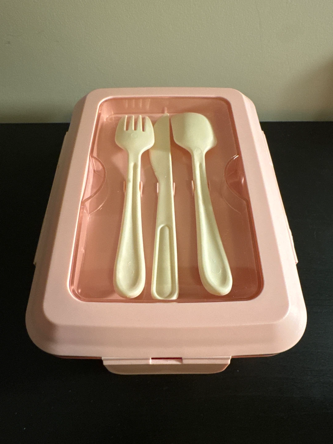 Pink Lunch Box with Cutlery
