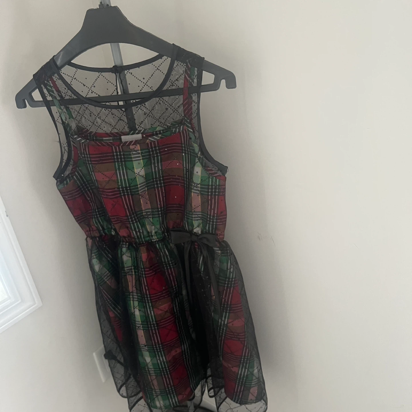 Girls Plaid Sparkle Dress
