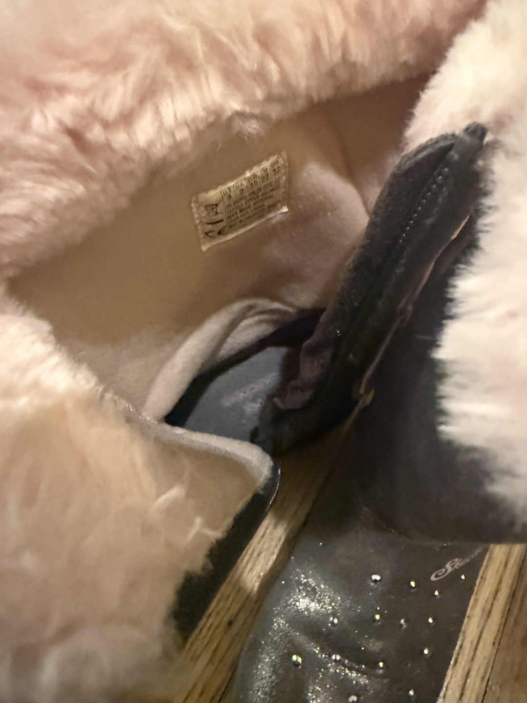 Skechers Glitter Boots Pink Faux Fur Lining Size 2 - photo 5