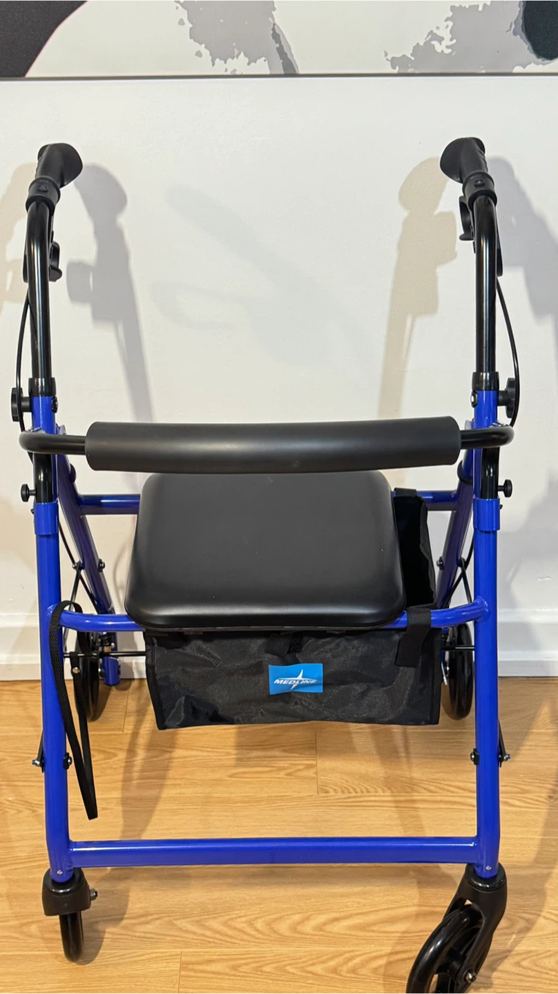 Blue Rolling Walker with Seat and Basket - photo 2