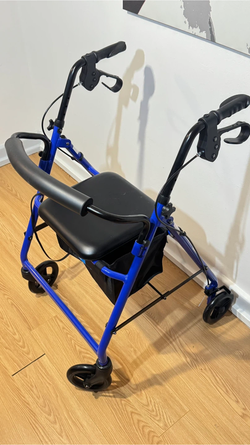 Blue Rolling Walker with Seat and Basket - photo 3