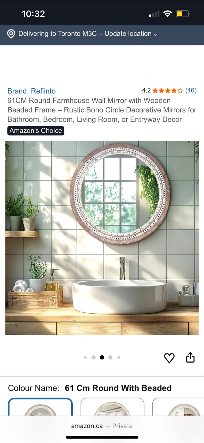 Reflinto 61CM Round Farmhouse Wall Mirror - photo 3