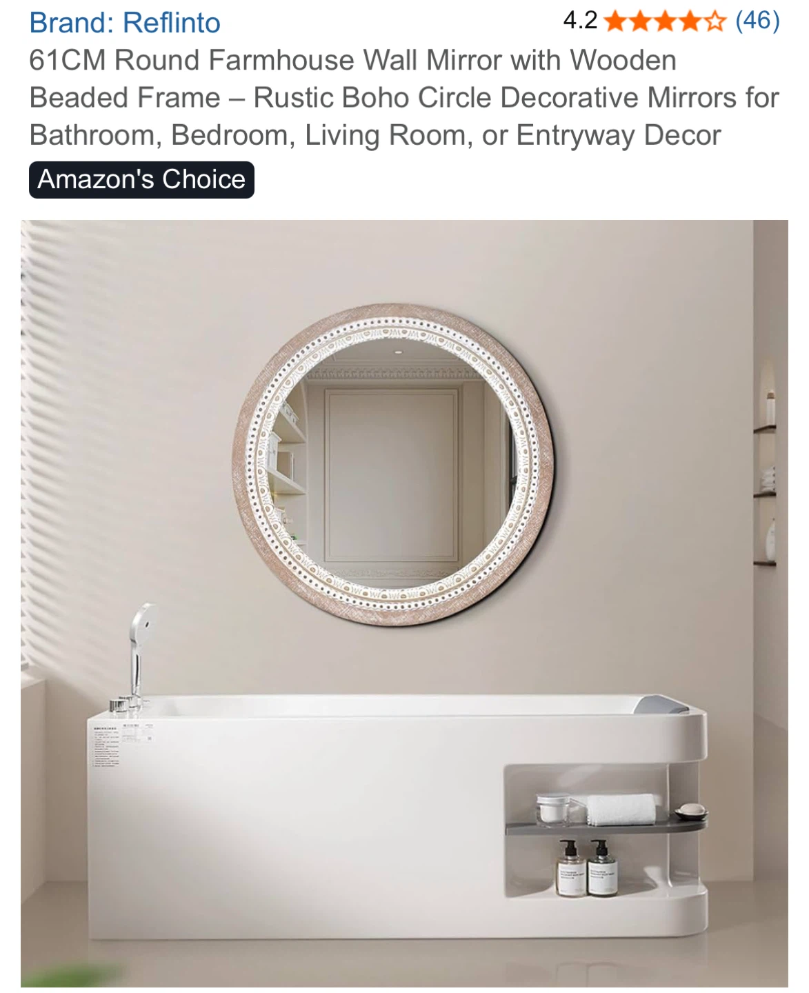 Reflinto 61CM Round Farmhouse Wall Mirror - photo 4