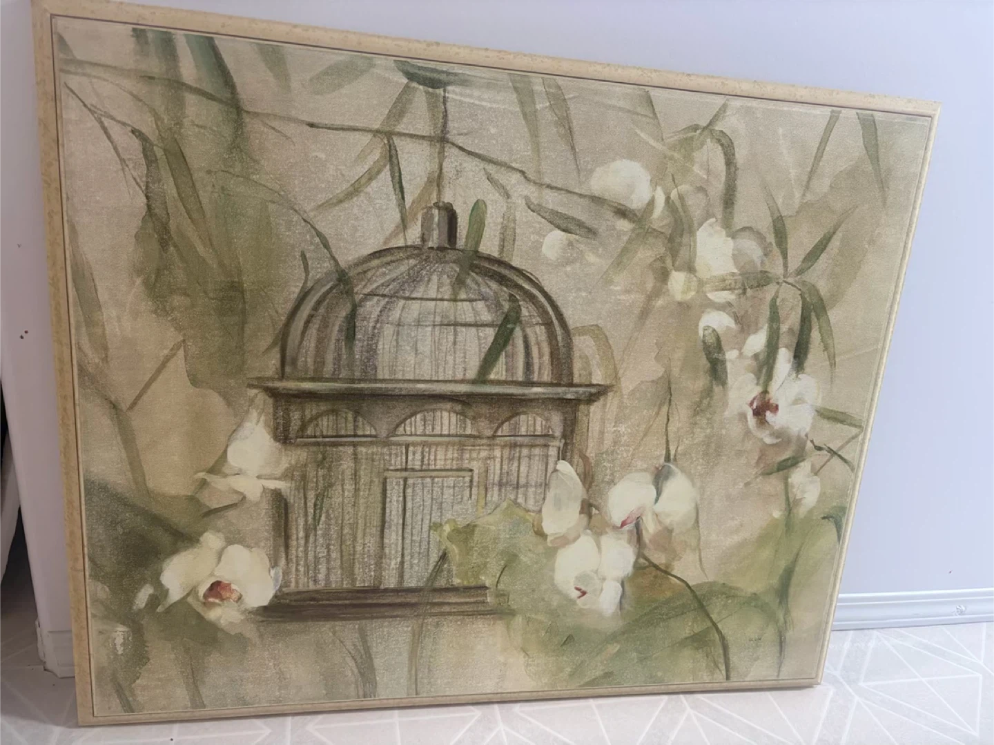 Framed Birdcage and Orchid Art Print - photo 2