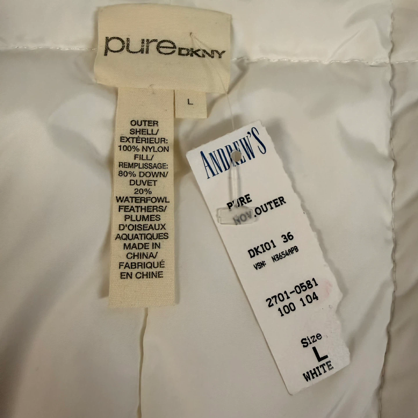 Brand new DKNY Pure Down Jacket Women L White Puffer - photo 5